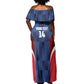 Custom Vozinha Cabo Verde Football Off Shoulder Maxi Dress Tubaroes Azuis Man Of The Match