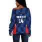 Custom Vozinha Cabo Verde Football Off Shoulder Sweater Tubaroes Azuis Man Of The Match