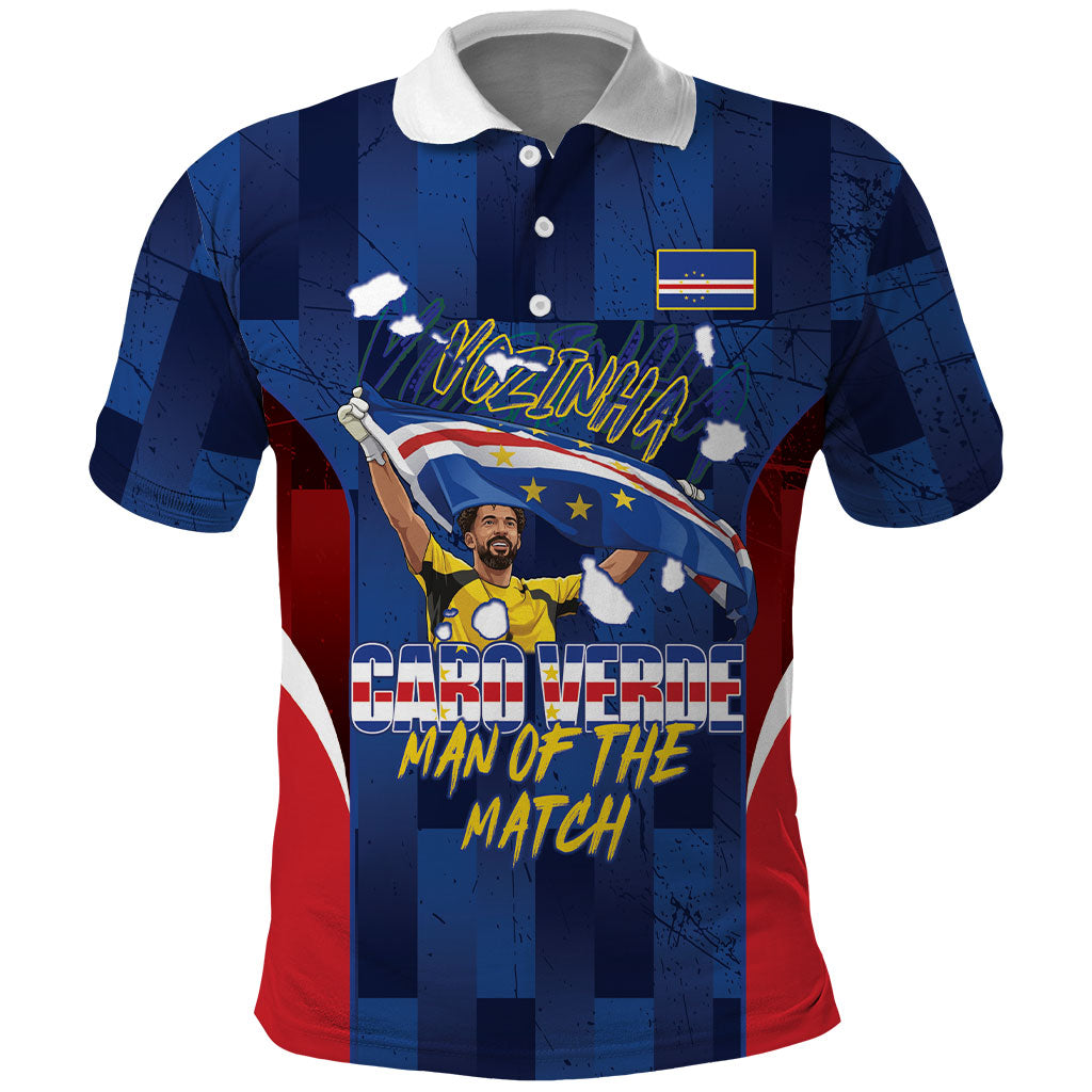 Custom Vozinha Cabo Verde Football Polo Shirt Tubaroes Azuis Man Of The Match