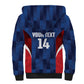 Custom Vozinha Cabo Verde Football Sherpa Hoodie Tubaroes Azuis Man Of The Match