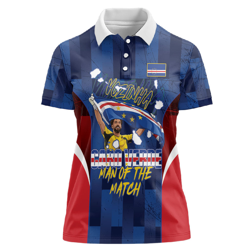 Custom Vozinha Cabo Verde Football Women Polo Shirt Tubaroes Azuis Man Of The Match