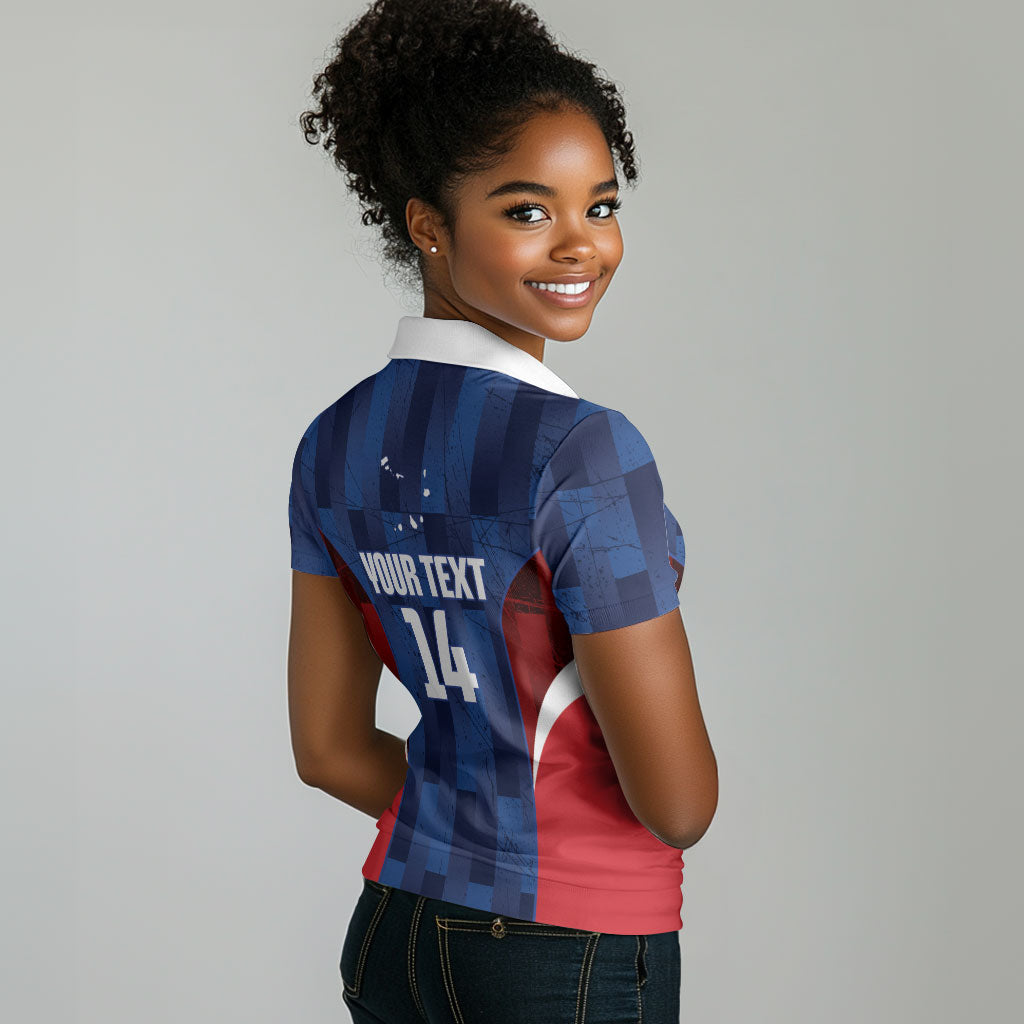 Custom Vozinha Cabo Verde Football Women Polo Shirt Tubaroes Azuis Man Of The Match