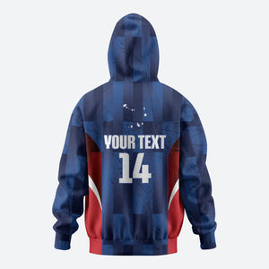 Custom Vozinha Cabo Verde Football Zip Hoodie Tubaroes Azuis Man Of The Match