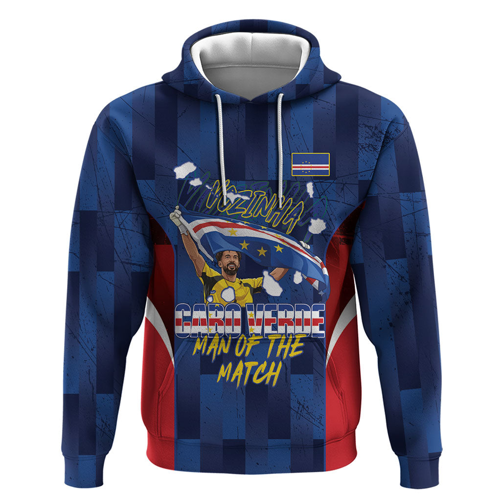 Custom Vozinha Cabo Verde Football Zip Hoodie Tubaroes Azuis Man Of The Match