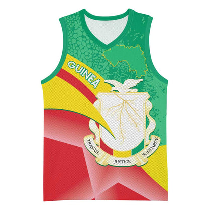 Personalised Guinea Independence Day Basketball Jersey Happy 2 October Guinee Coat Of Arms - African Pride