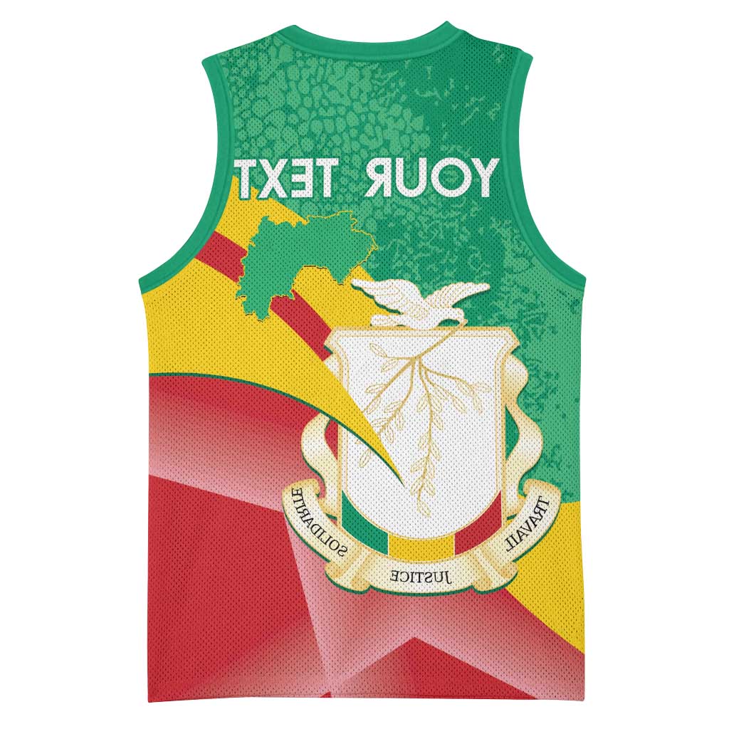Personalised Guinea Independence Day Basketball Jersey Happy 2 October Guinee Coat Of Arms - African Pride