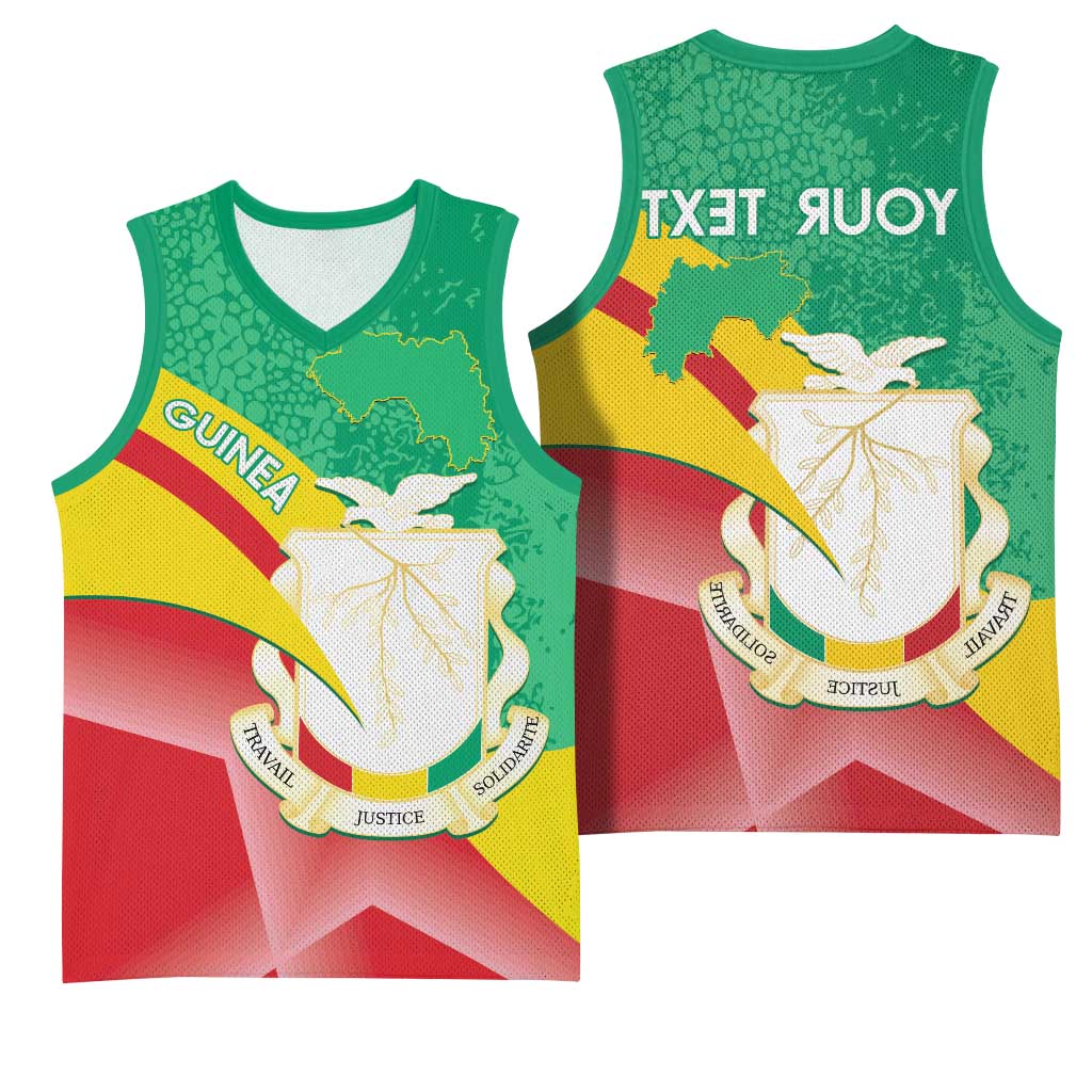 Personalised Guinea Independence Day Basketball Jersey Happy 2 October Guinee Coat Of Arms - African Pride