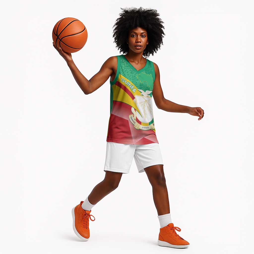 Personalised Guinea Independence Day Basketball Jersey Happy 2 October Guinee Coat Of Arms - African Pride