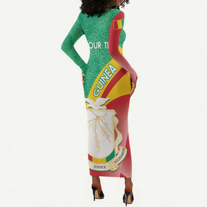 Personalised Guinea Independence Day Long Sleeve Bodycon Dress Happy 2 October Guinee Coat Of Arms LT14