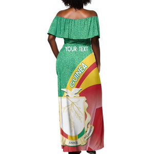 Personalised Guinea Independence Day Off Shoulder Maxi Dress Happy 2 October Guinee Coat Of Arms