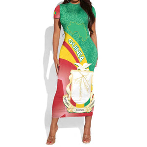 Personalised Guinea Independence Day Short Sleeve Bodycon Dress Happy 2 October Guinee Coat Of Arms LT14
