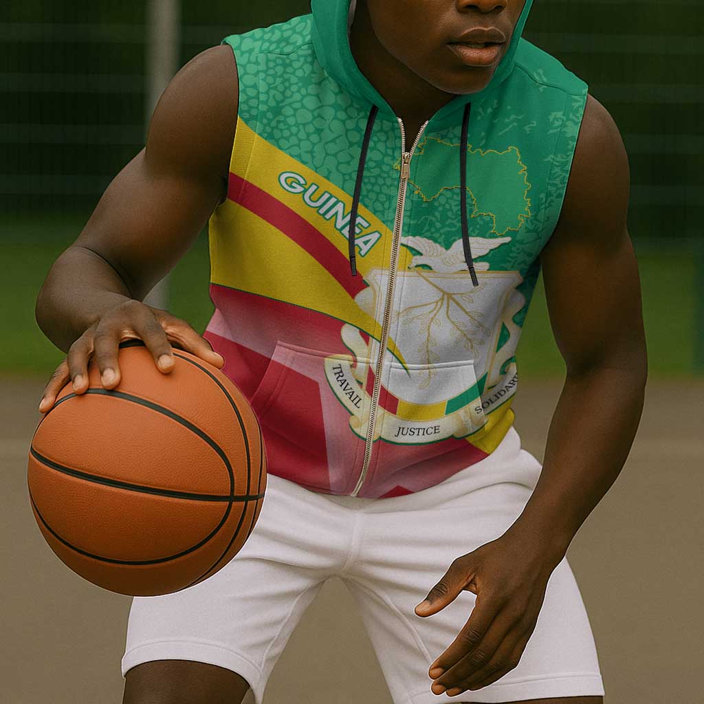 Personalised Guinea Independence Day Sleeveless Zip Hoodie Happy 2 October Guinee Coat Of Arms - African Pride