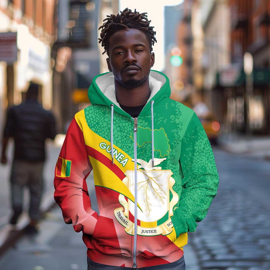 Personalised Guinea Independence Day Zip Hoodie Happy 2 October Guinee Coat Of Arms