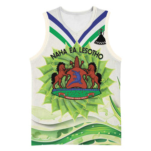 Personalised Lesotho Independence Day Basketball Jersey Aloe Polyphylla Mix Coat Of Arms - African Pride