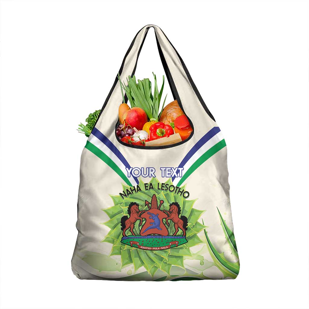 Personalised Lesotho Independence Day Grocery Bag Aloe Polyphylla Mix Coat Of Arms