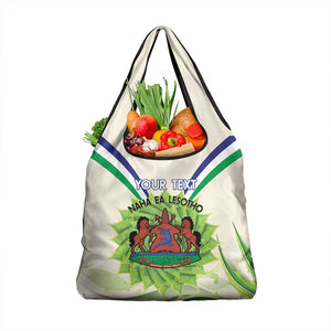 Personalised Lesotho Independence Day Grocery Bag Aloe Polyphylla Mix Coat Of Arms