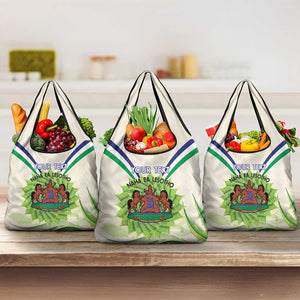Personalised Lesotho Independence Day Grocery Bag Aloe Polyphylla Mix Coat Of Arms