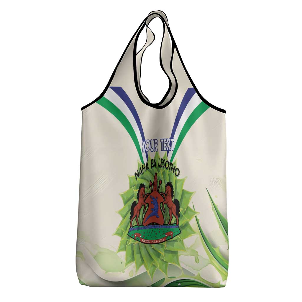 Personalised Lesotho Independence Day Grocery Bag Aloe Polyphylla Mix Coat Of Arms