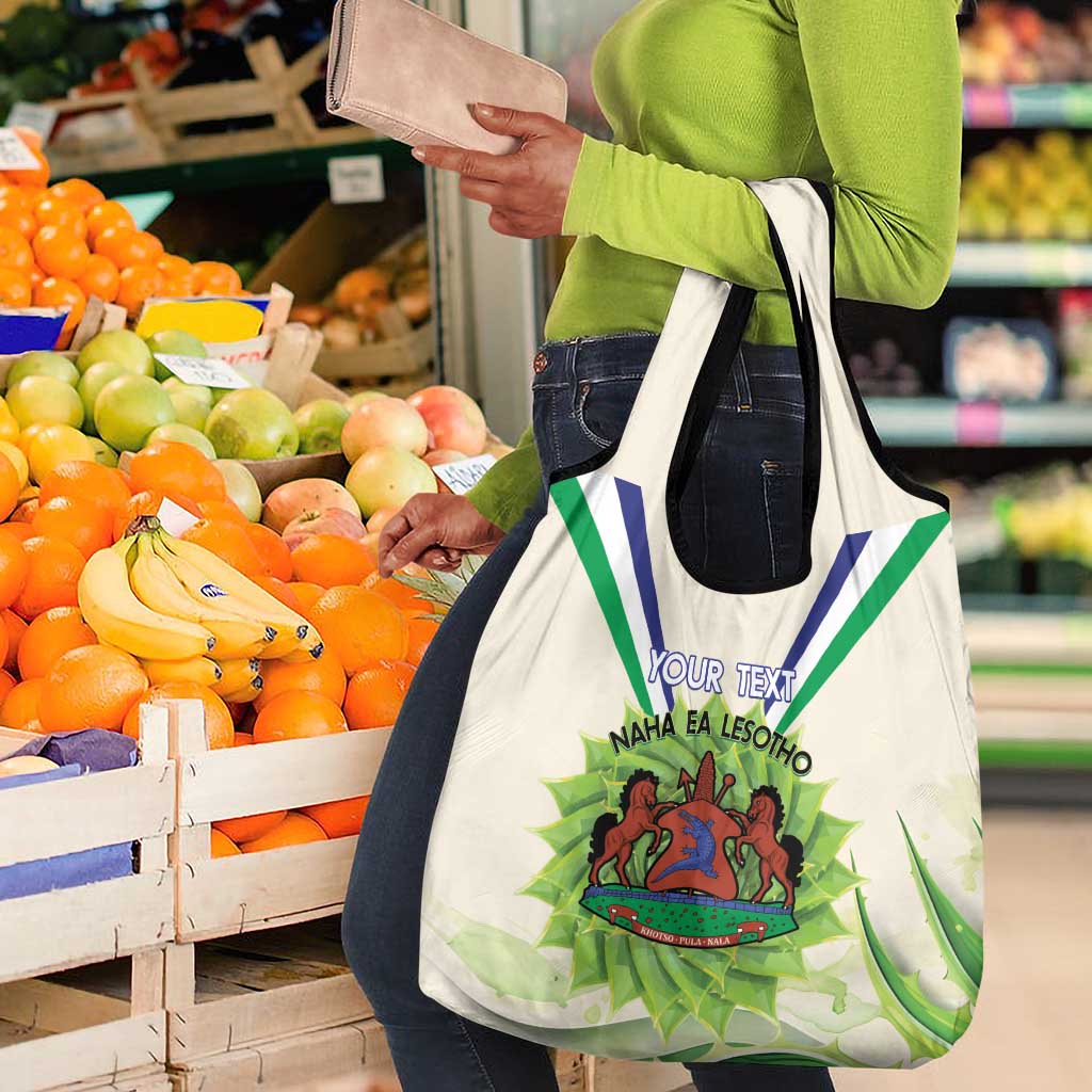 Personalised Lesotho Independence Day Grocery Bag Aloe Polyphylla Mix Coat Of Arms