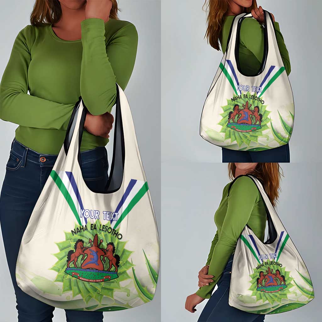Personalised Lesotho Independence Day Grocery Bag Aloe Polyphylla Mix Coat Of Arms