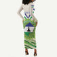 Personalised Lesotho Independence Day Long Sleeve Bodycon Dress Aloe Polyphylla Mix Coat Of Arms LT14