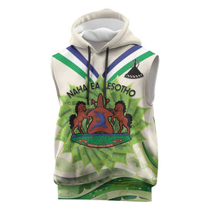 Personalised Lesotho Independence Day Sleeveless Hoodie Aloe Polyphylla Mix Coat Of Arms - African Pride