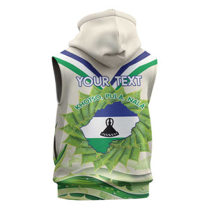 Personalised Lesotho Independence Day Sleeveless Hoodie Aloe Polyphylla Mix Coat Of Arms - African Pride