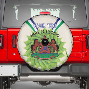 Personalised Lesotho Independence Day Spare Tire Cover Aloe Polyphylla Mix Coat Of Arms
