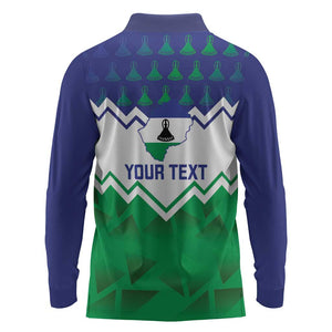 Personalised Lesotho Independence Day Long Sleeve Polo Shirt Naha ea Lesotho Proud
