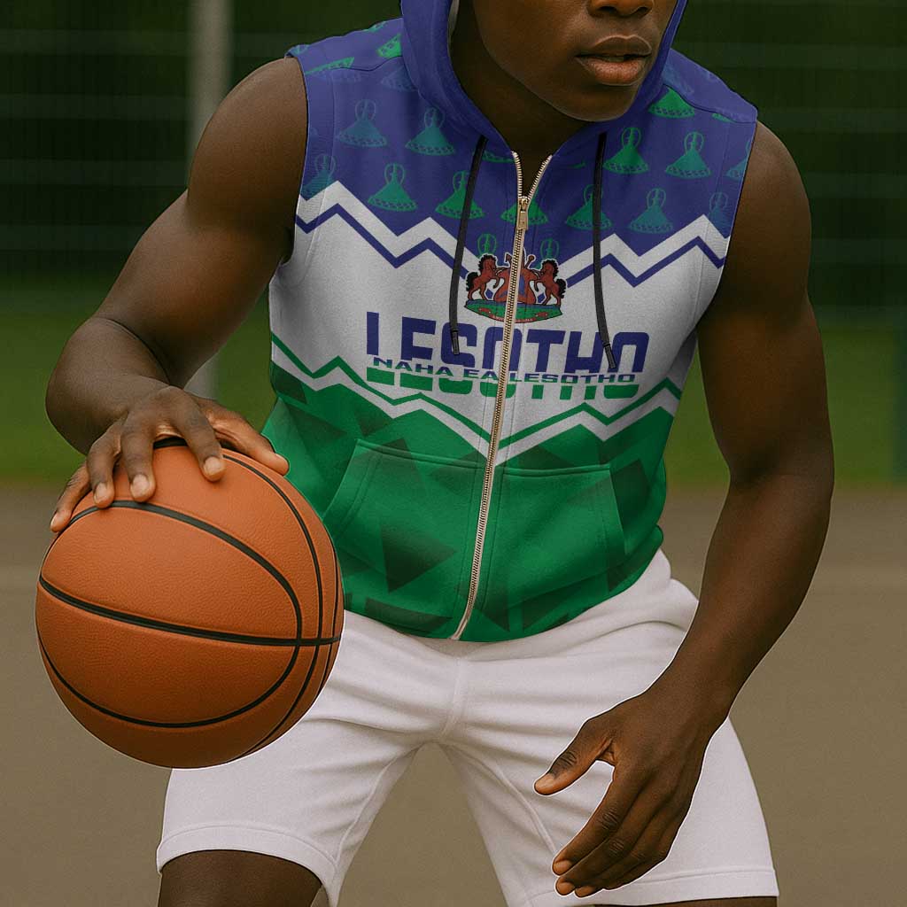 Personalised Lesotho Independence Day Sleeveless Zip Hoodie Naha ea Lesotho Proud - African Pride