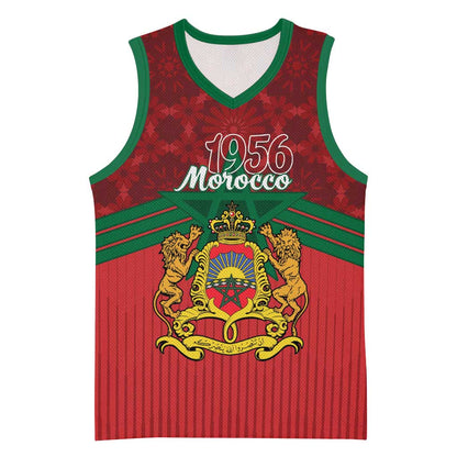 Personalized Afro Morocco Independence Day Basketball Jersey 1956 Proud Islamic Pattern - African Pride