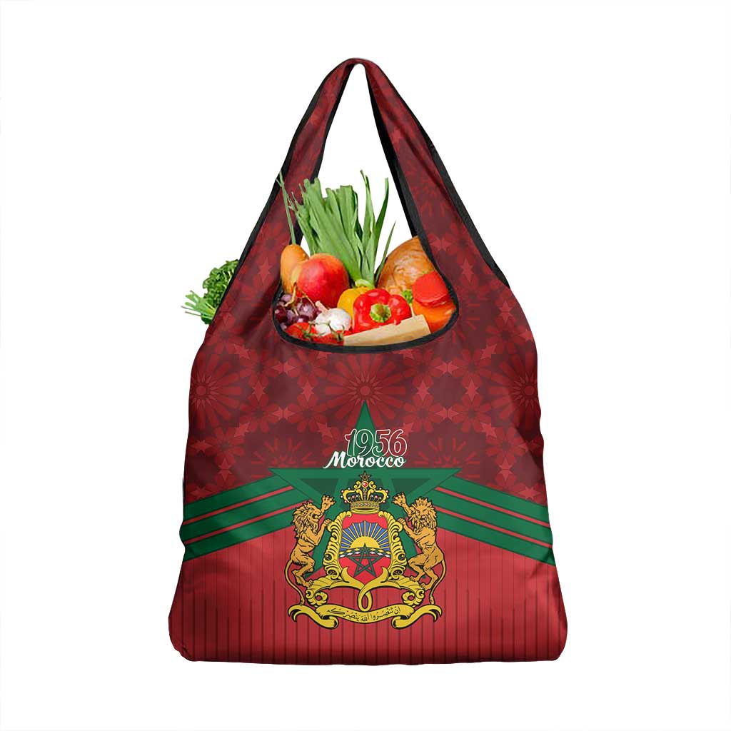 Afro Morocco Independence Day Grocery Bag 1956 Proud Islamic Pattern - African Pride
