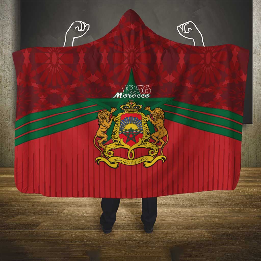 Afro Morocco Independence Day Hooded Blanket 1956 Proud Islamic Pattern - African Pride
