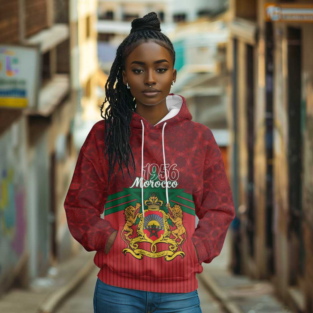 Personalized Afro Morocco Independence Day Hoodie 1956 Proud Islamic Pattern - African Pride