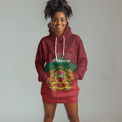 Personalized Afro Morocco Independence Day Hoodie Dress 1956 Proud Islamic Pattern - African Pride