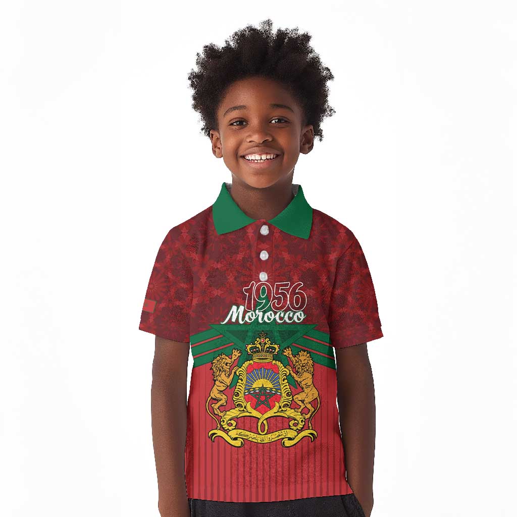 Personalized Afro Morocco Independence Day Kid Polo Shirt 1956 Proud Islamic Pattern - African Pride