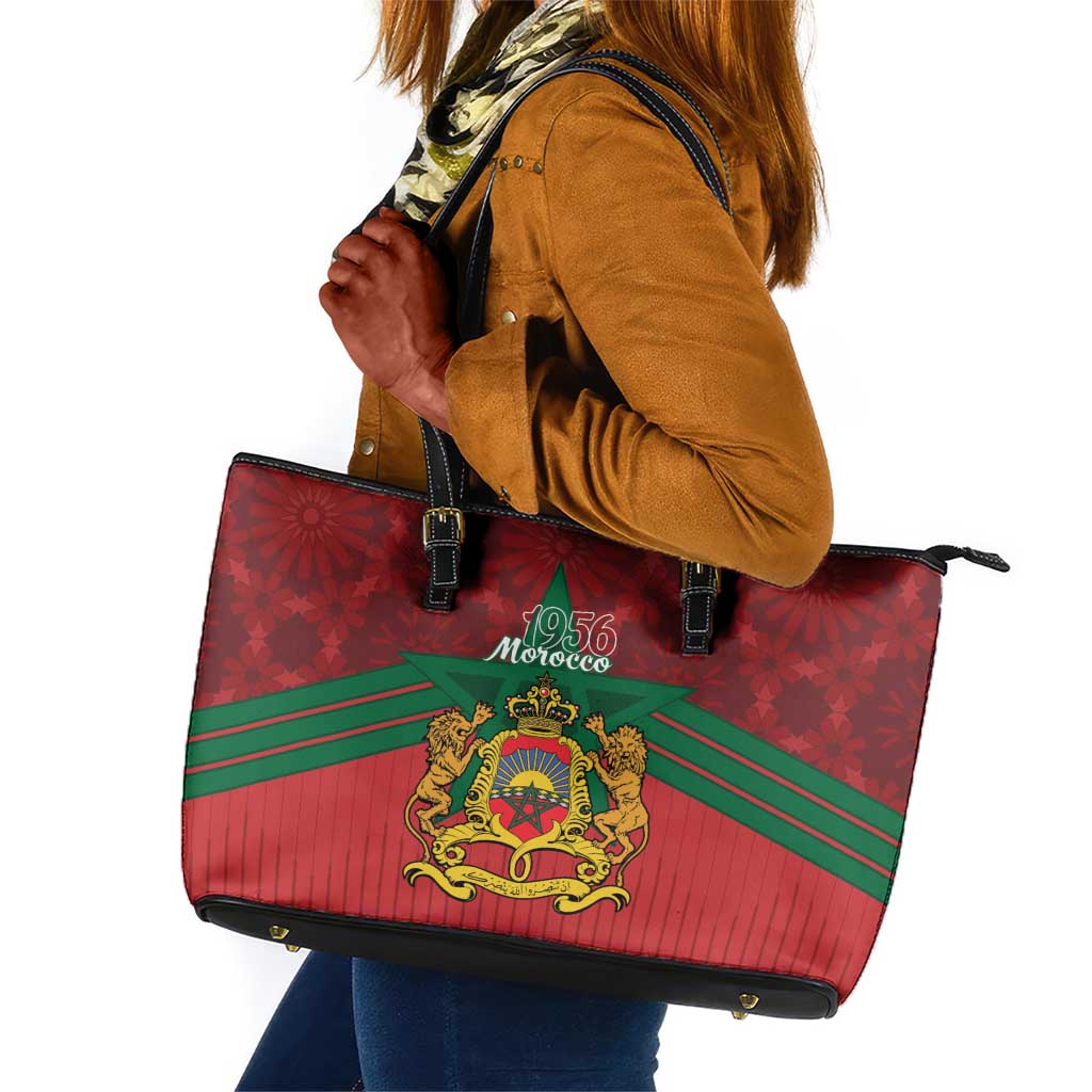 Afro Morocco Independence Day Leather Tote Bag 1956 Proud Islamic Pattern - African Pride