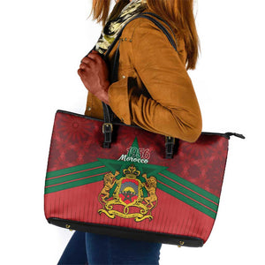 Afro Morocco Independence Day Leather Tote Bag 1956 Proud Islamic Pattern - African Pride
