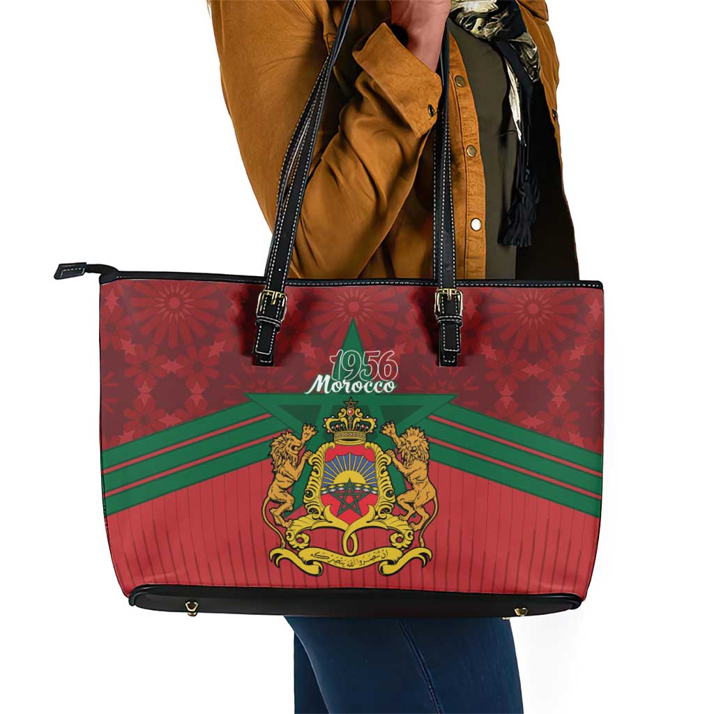 Afro Morocco Independence Day Leather Tote Bag 1956 Proud Islamic Pattern - African Pride