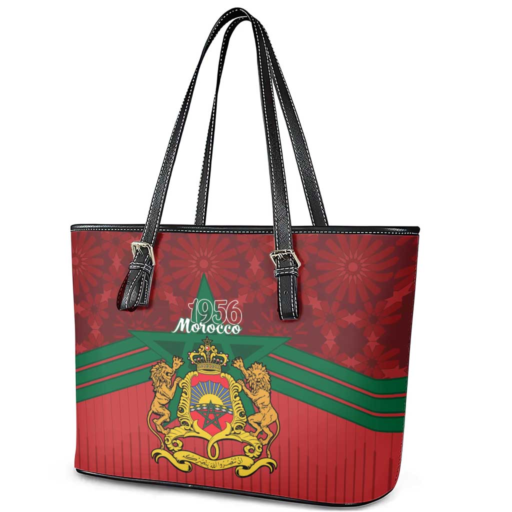 Afro Morocco Independence Day Leather Tote Bag 1956 Proud Islamic Pattern - African Pride
