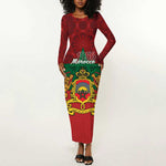 Personalized Afro Morocco Independence Day Long Sleeve Bodycon Dress 1956 Proud Islamic Pattern - African Pride