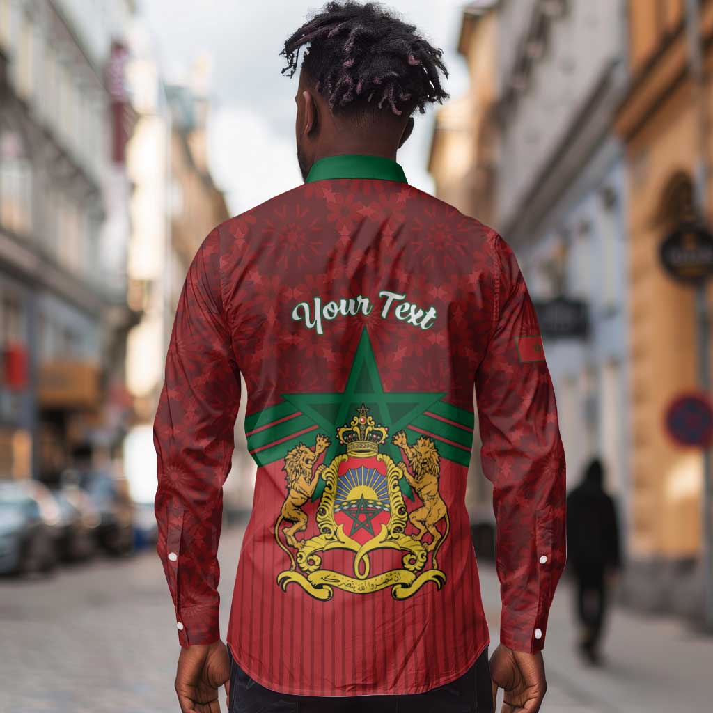 Personalized Afro Morocco Independence Day Long Sleeve Button Shirt 1956 Proud Islamic Pattern - African Pride