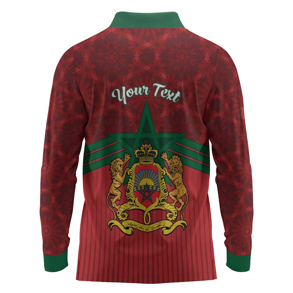 Personalized Afro Morocco Independence Day Long Sleeve Polo Shirt 1956 Proud Islamic Pattern - African Pride