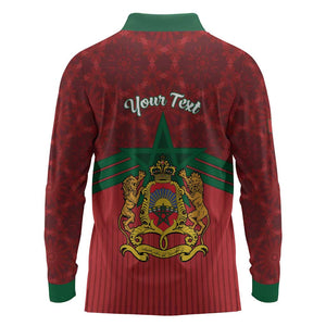 Personalized Afro Morocco Independence Day Long Sleeve Polo Shirt 1956 Proud Islamic Pattern - African Pride