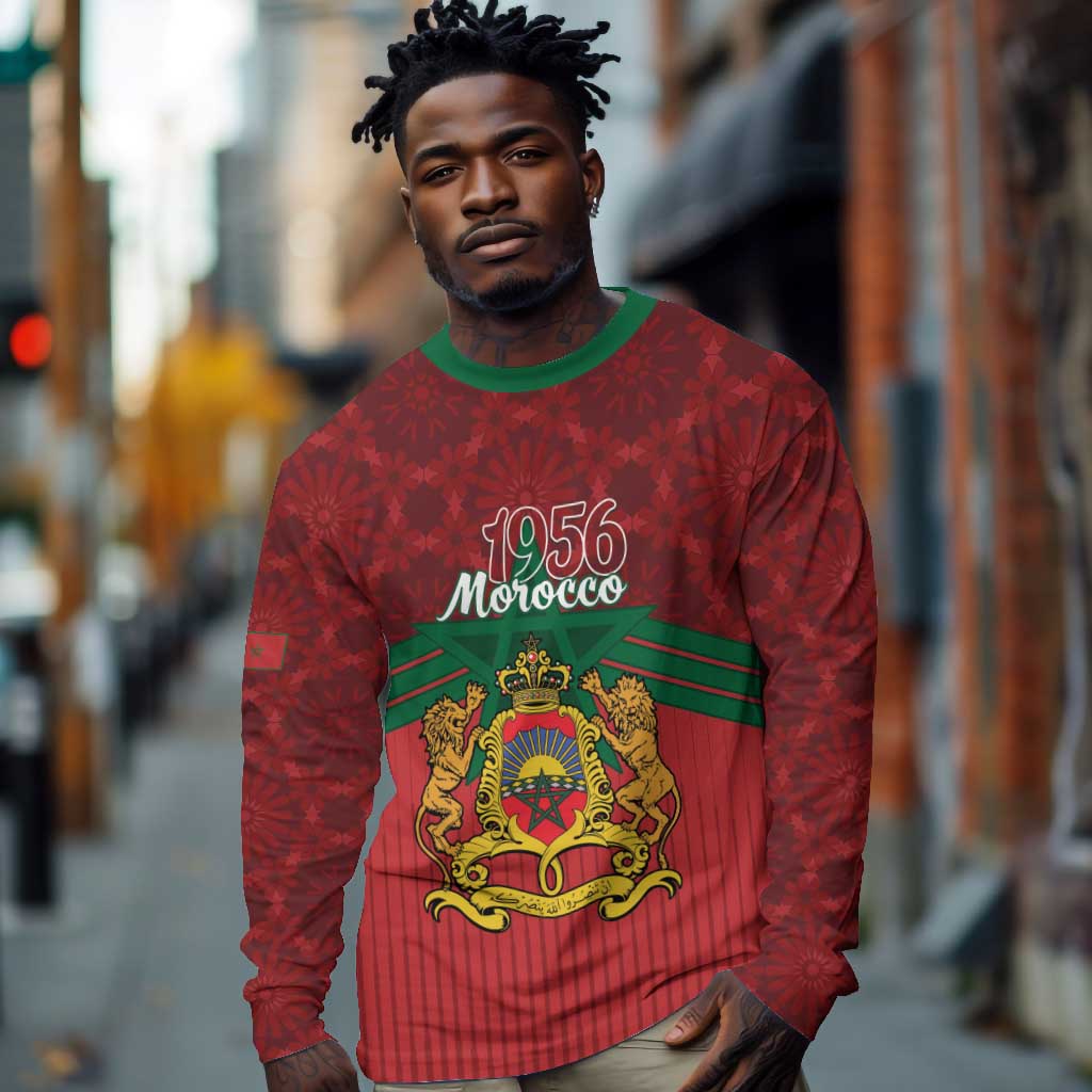 Personalized Afro Morocco Independence Day Long Sleeve Shirt 1956 Proud Islamic Pattern - African Pride