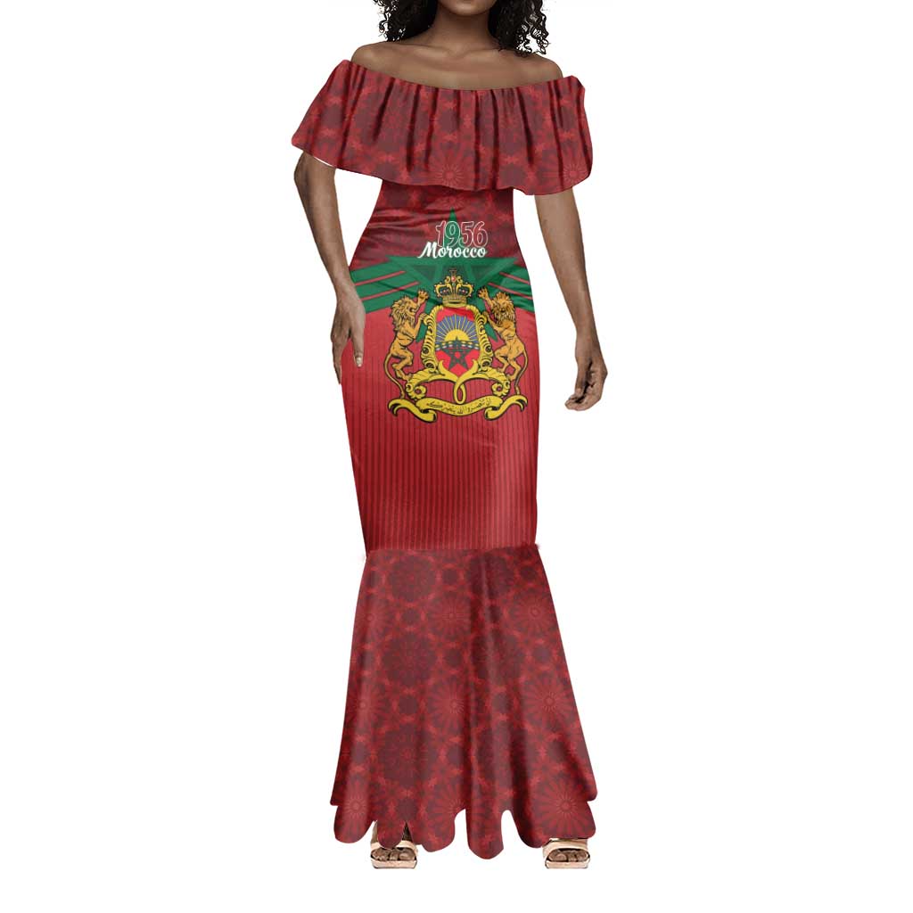 Personalized Afro Morocco Independence Day Mermaid Dress 1956 Proud Islamic Pattern - African Pride