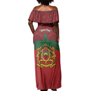 Personalized Afro Morocco Independence Day Off Shoulder Maxi Dress 1956 Proud Islamic Pattern - African Pride