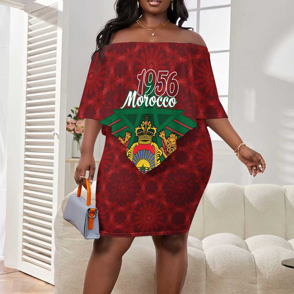 Personalized Afro Morocco Independence Day Off Shoulder Short Dress 1956 Proud Islamic Pattern - African Pride