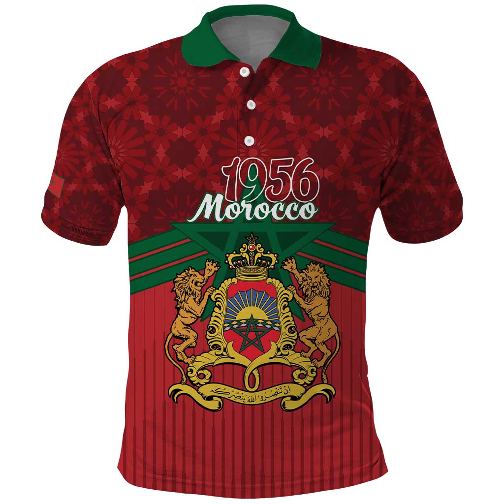 Personalized Afro Morocco Independence Day Polo Shirt 1956 Proud Islamic Pattern - African Pride