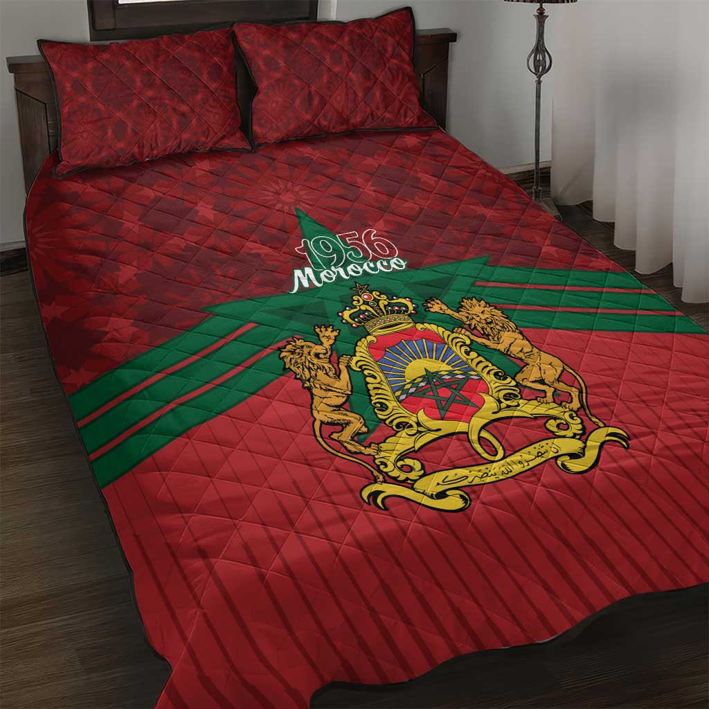 Afro Morocco Independence Day Quilt Bed Set 1956 Proud Islamic Pattern - African Pride